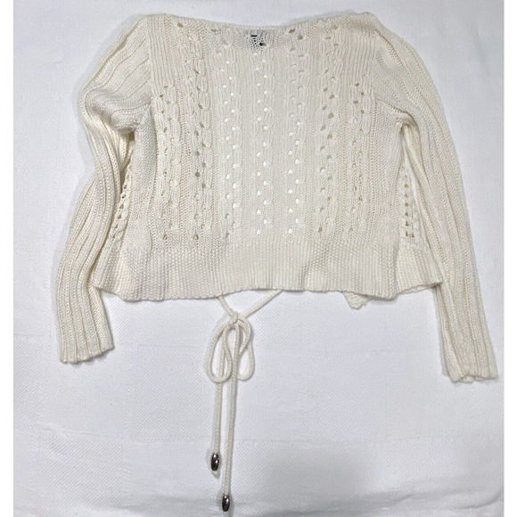 Cartise Cropped Cardigan Boutique Style Sweater Wrap Knit Juniors Large Ruffle - Picture 9 of 14